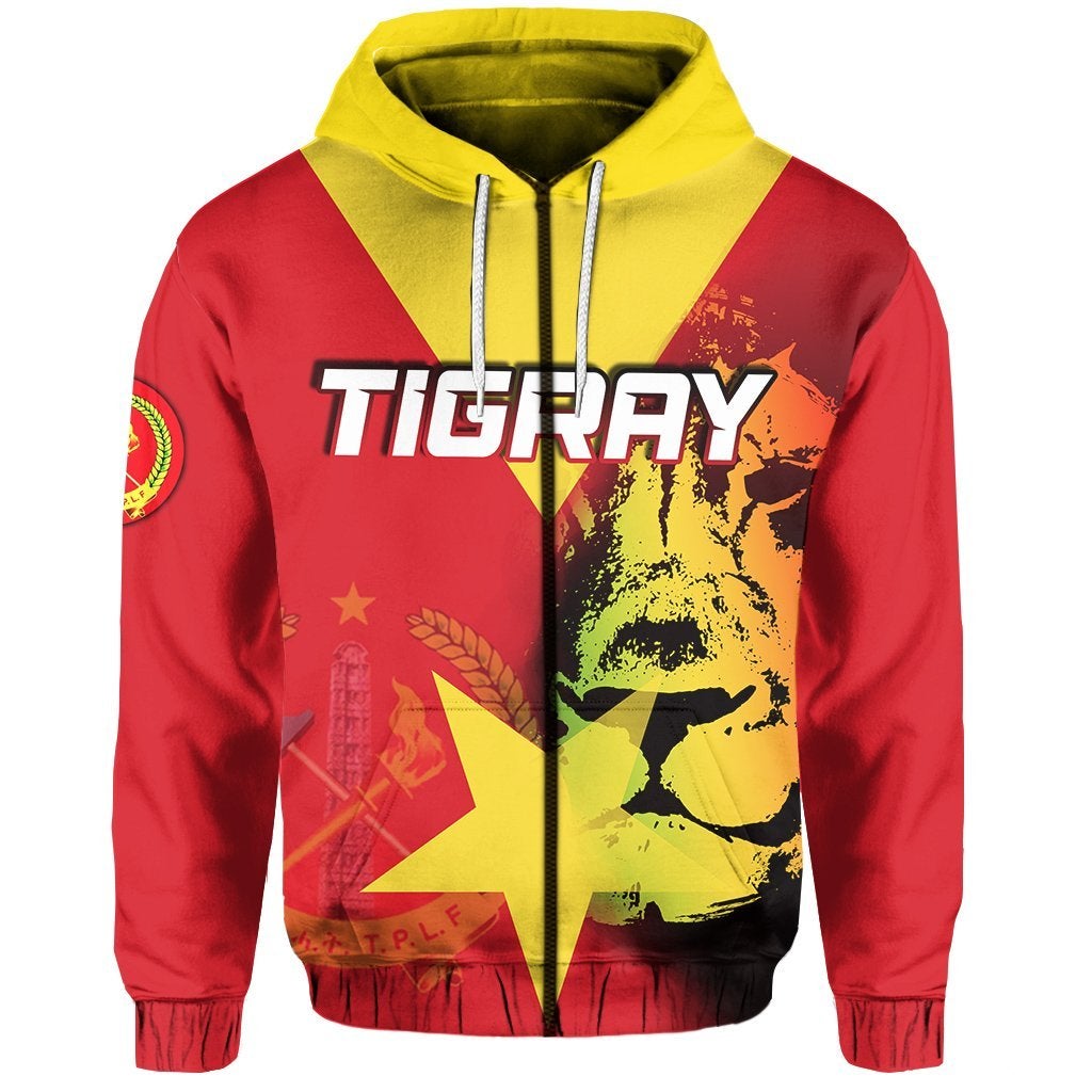 African Tigray Zip Hoodie Tigray Flag and Lion LT6 - Wonder Print Shop