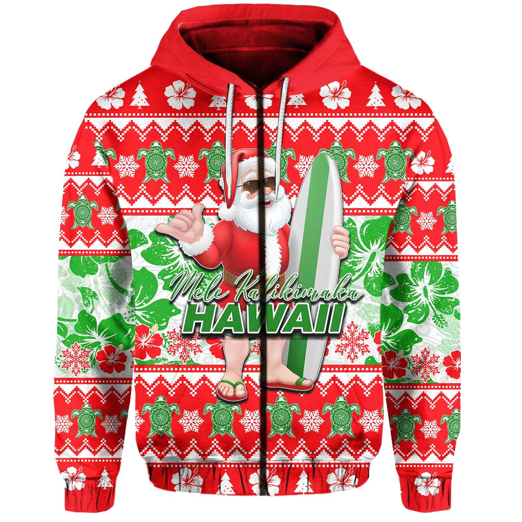 Hawaii Mele Kalikimaka Christmas Zip Hoodie Cool Santa Claus LT6 - Wonder Print Shop