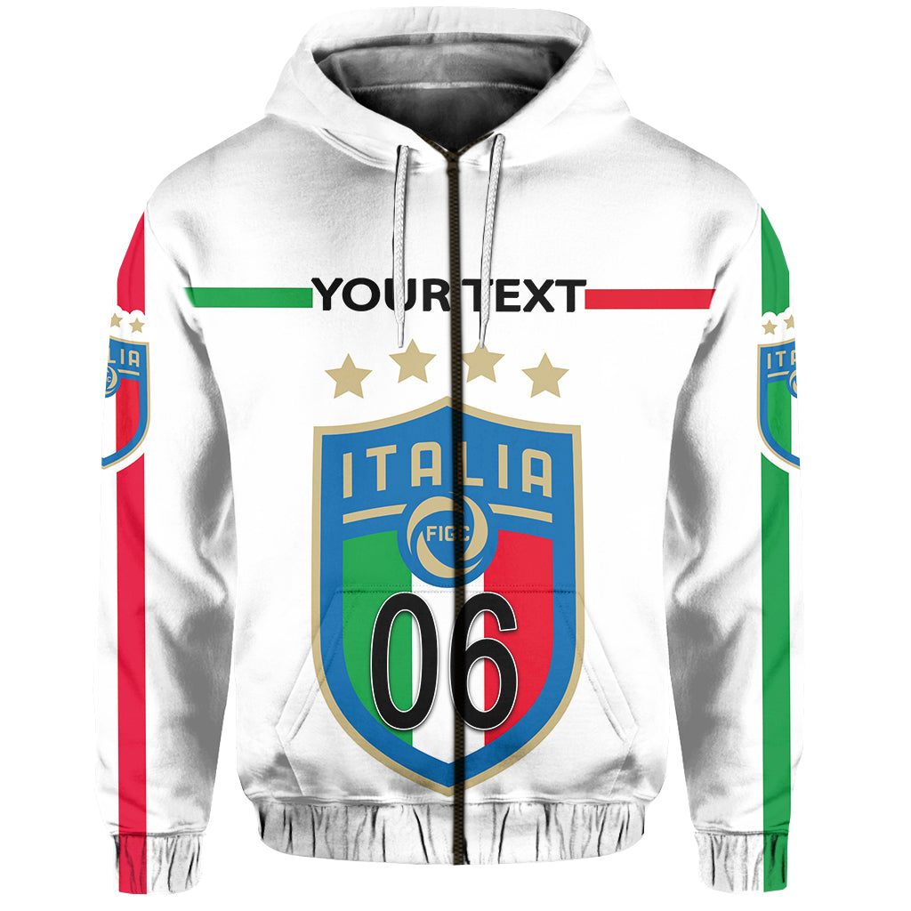 Custom Italy Euro Champions 2020 Zip Hoodie White Style LT6 - Wonder Print Shop