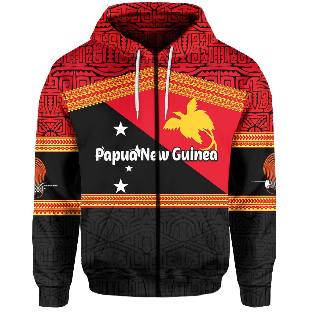 Custom Papua New Guinea Zip Hoodie Flag Style LT6 - Wonder Print Shop