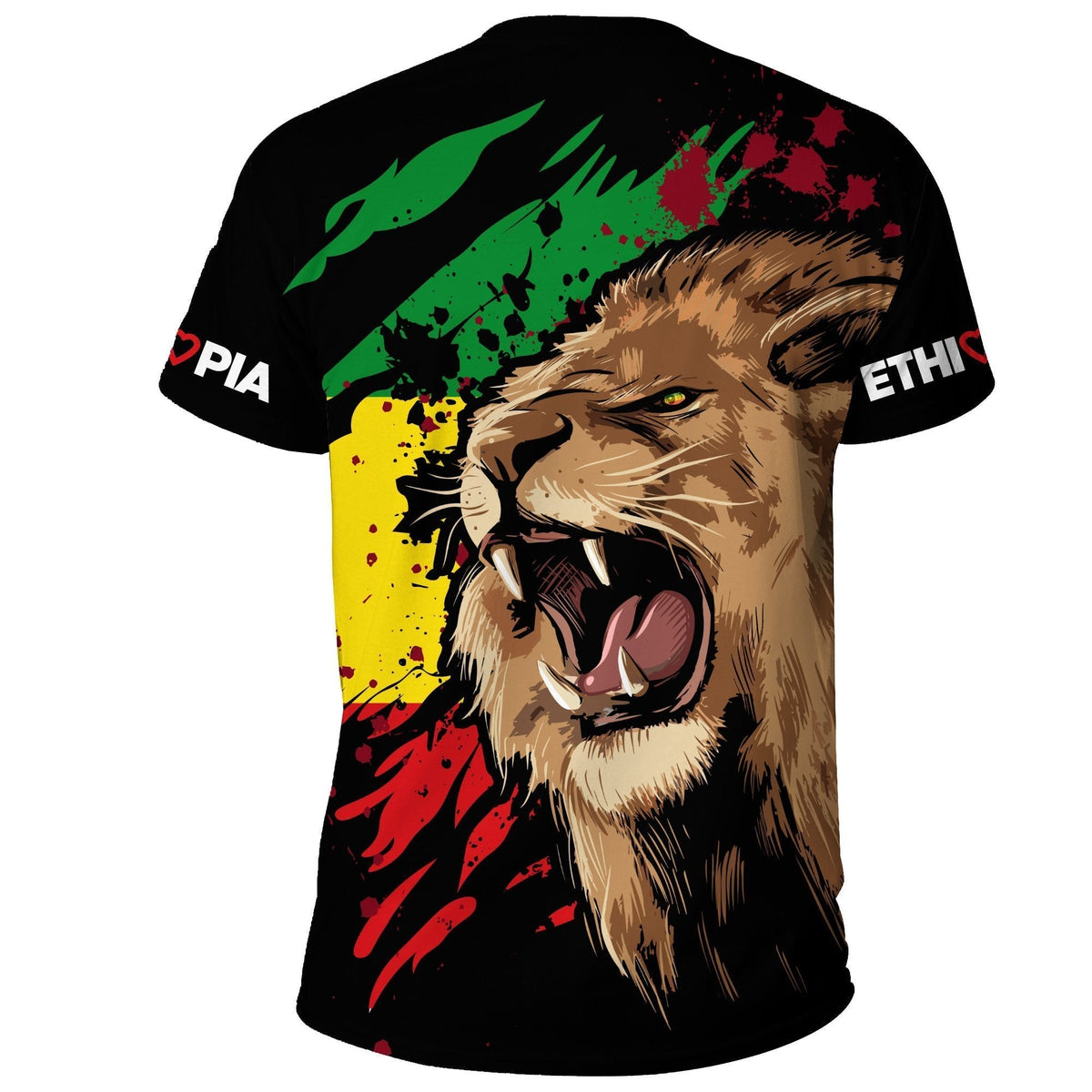 Ethiopia T Shirt, Ethiopia Rasta Lion Judah Flag - Wonder Print Shop