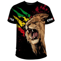 Ethiopia T Shirt, Ethiopia Rasta Lion Judah Flag - Wonder Print Shop