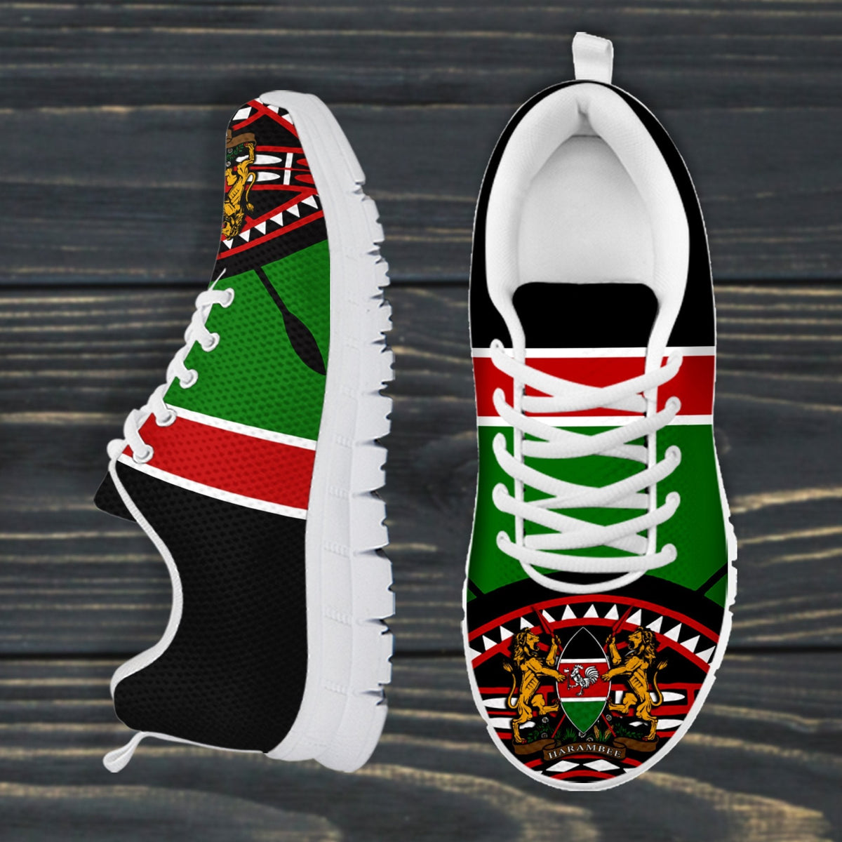 Kenya Lion Sneakers Maasai Shield - Wonder Print Shop