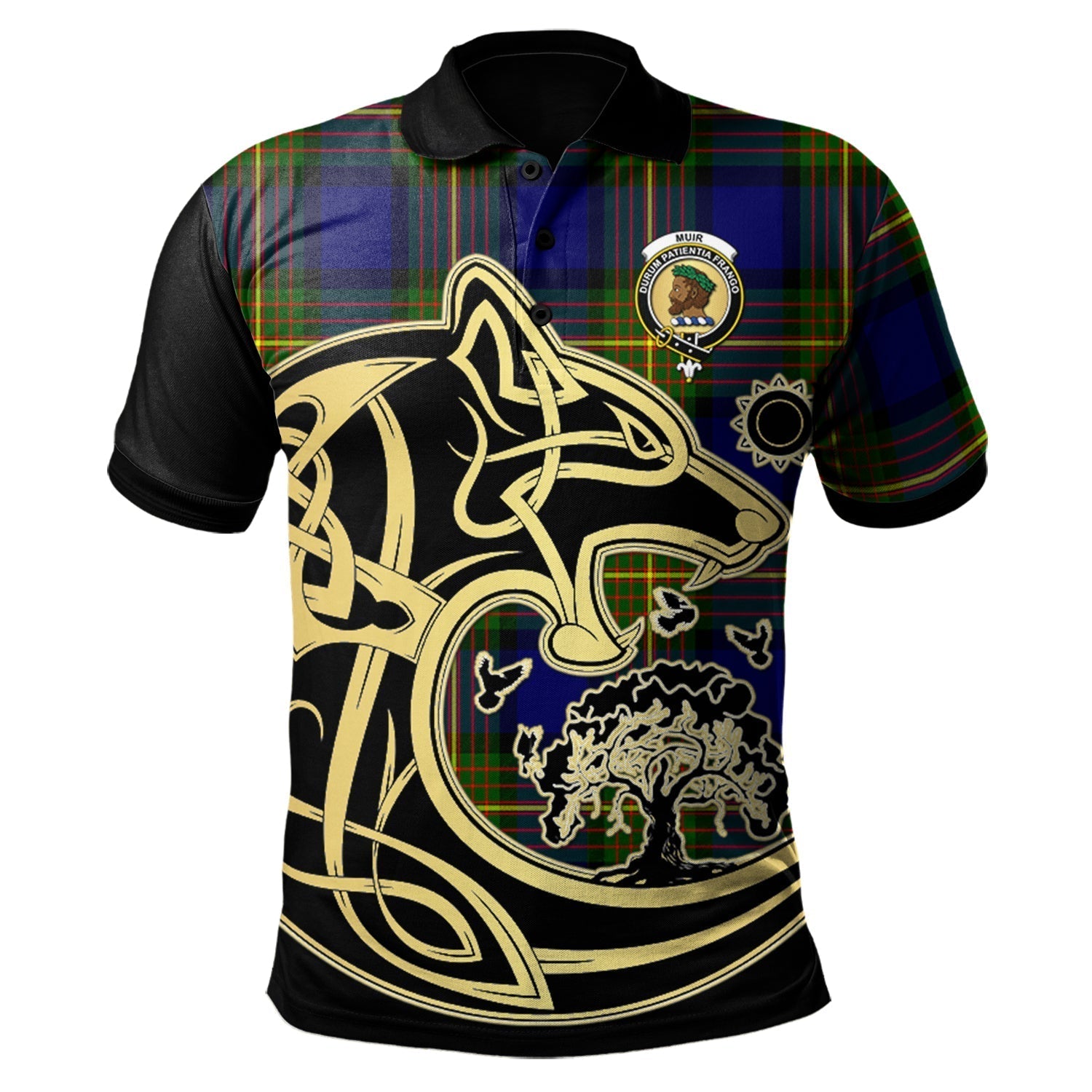 scottish-muir-clan-crest-tartan-celtic-wolf-style-polo-shirt