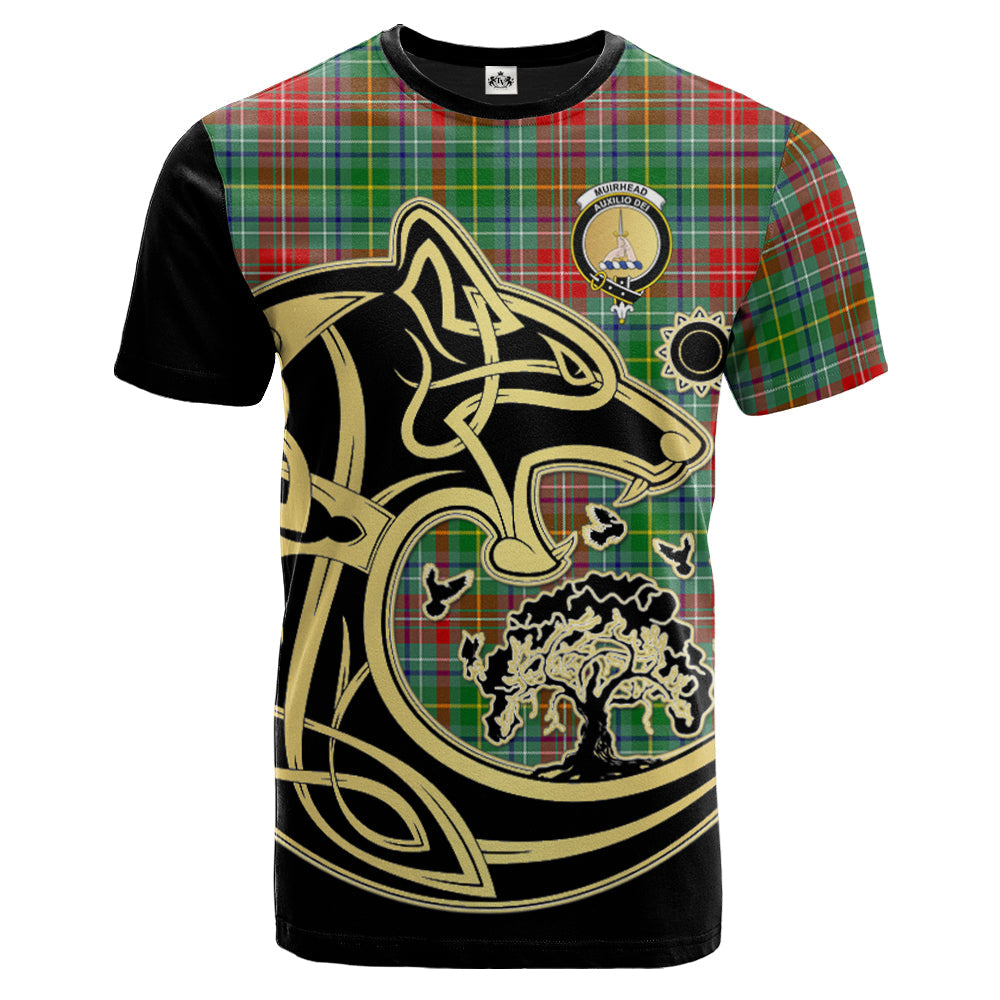 scottish-muirhead-clan-crest-celtic-wolf-tartan-t-shirt