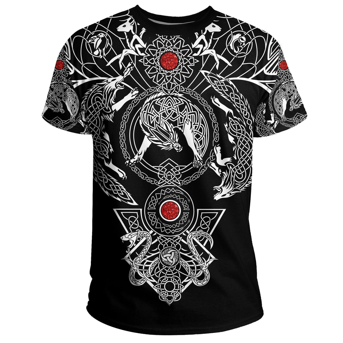Viking T Shirt, Tattoo All Over Print Black RLT12 - Wonder Print Shop