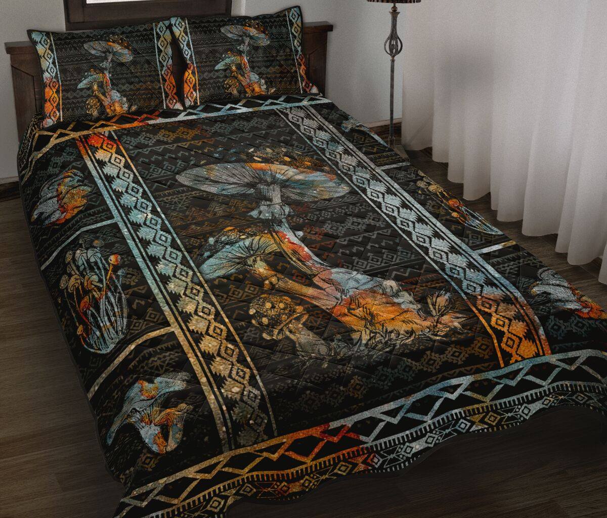 Mushroom Blur Vintage Style Quilt Bed Set - Wonder Print Shop