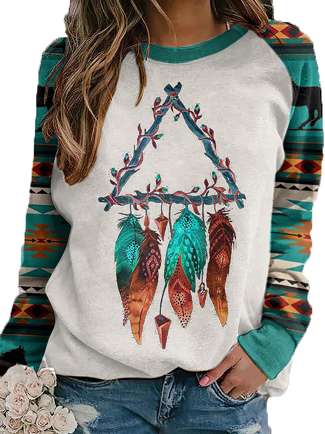 Pattern Green Dreamcatcher Native American 3D Sweatshirt LT10 - Wonder Print Shop