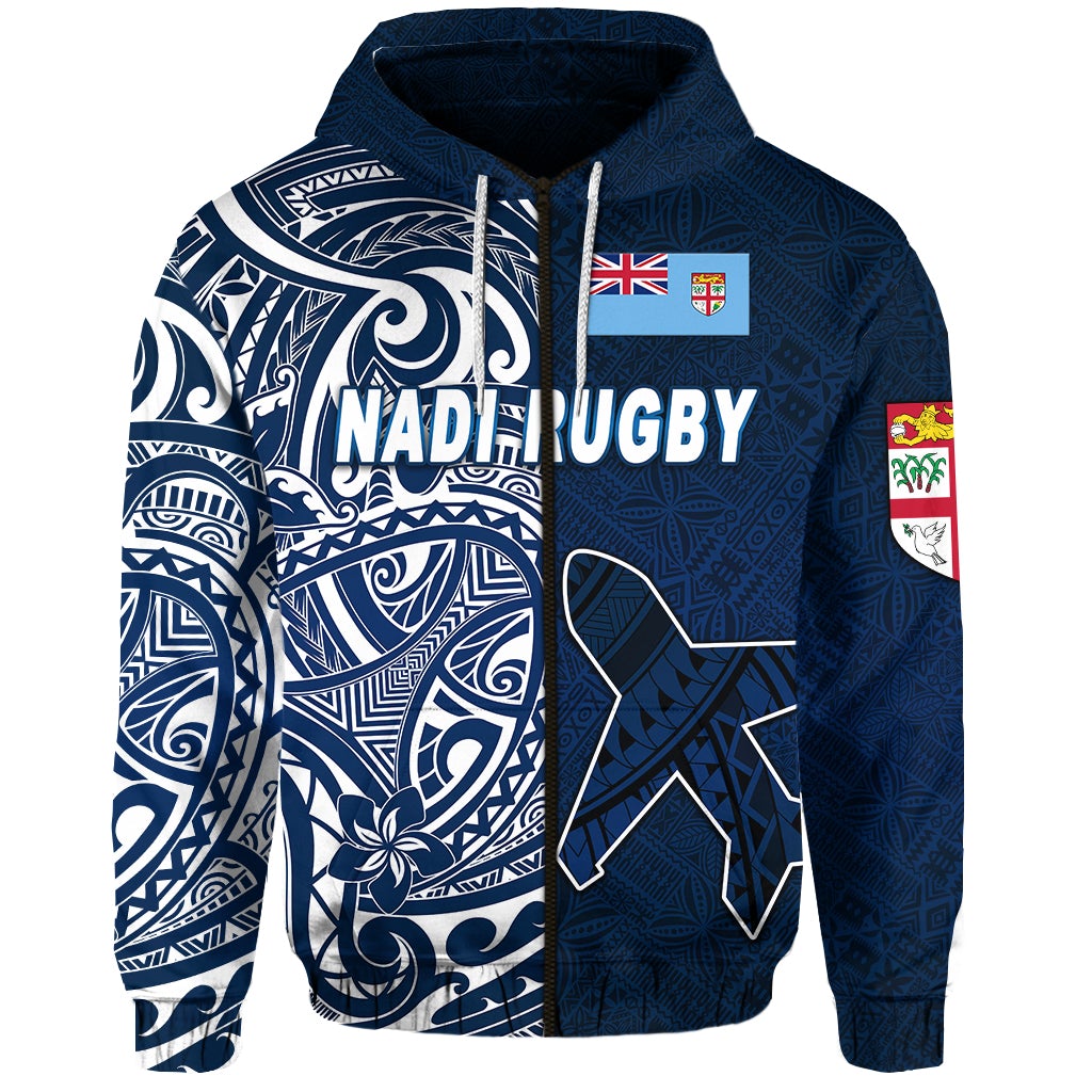 Fiji Nadi Rugby Union Zip Hoodie Tapa Vibes LT8 - Wonder Print Shop