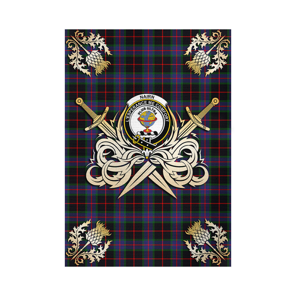 scottish-nairn-clan-crest-courage-sword-tartan-garden-flag