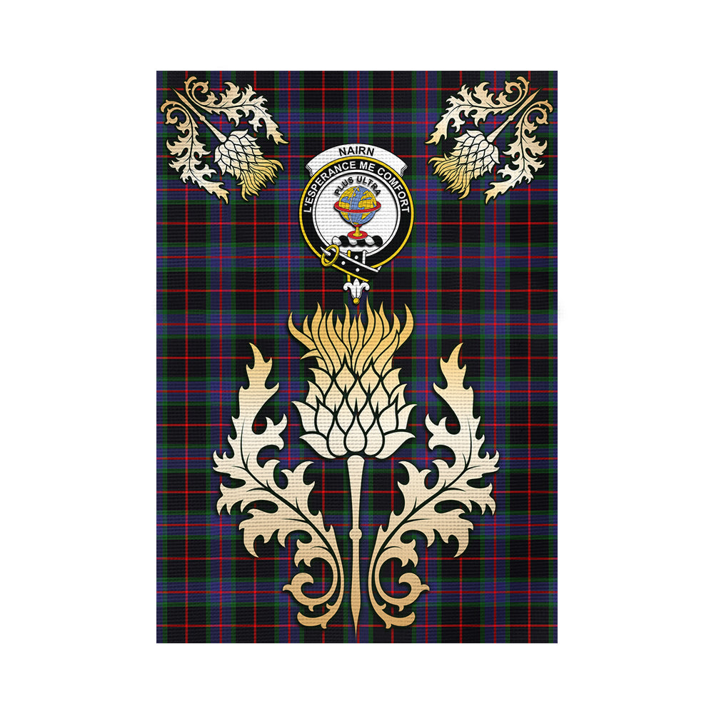 scottish-nairn-clan-crest-gold-thistle-tartan-garden-flag