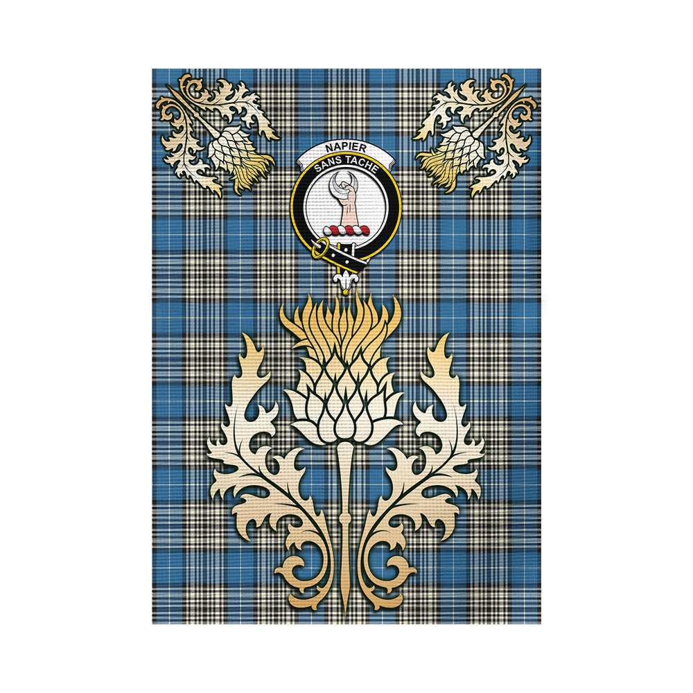 scottish-napier-ancient-clan-crest-gold-thistle-tartan-garden-flag