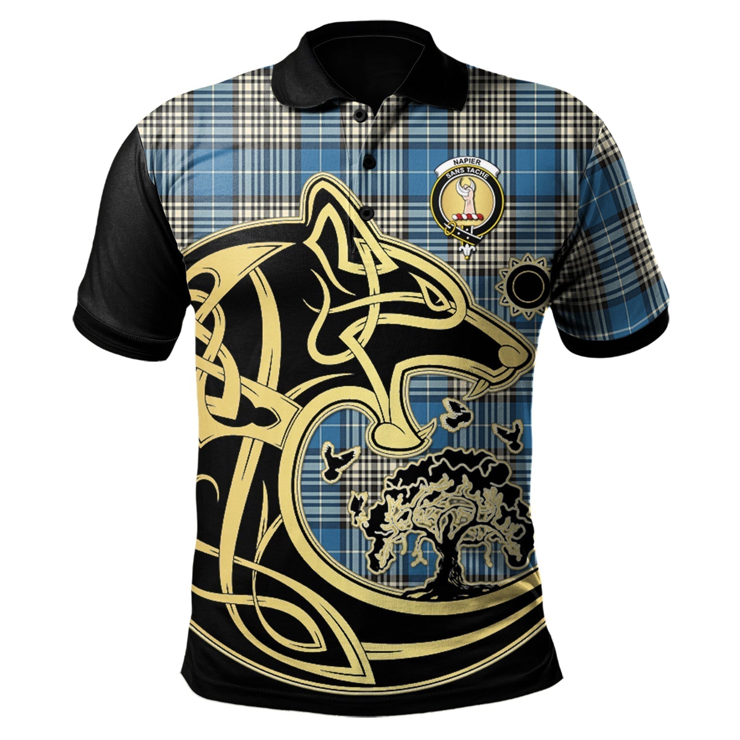 scottish-napier-ancient-clan-crest-tartan-celtic-wolf-style-polo-shirt