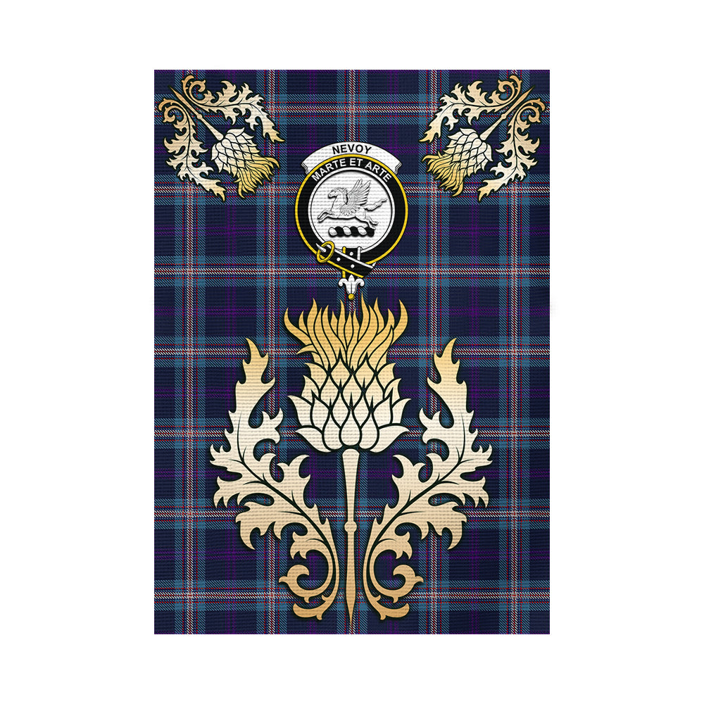 scottish-nevoy-clan-crest-gold-thistle-tartan-garden-flag