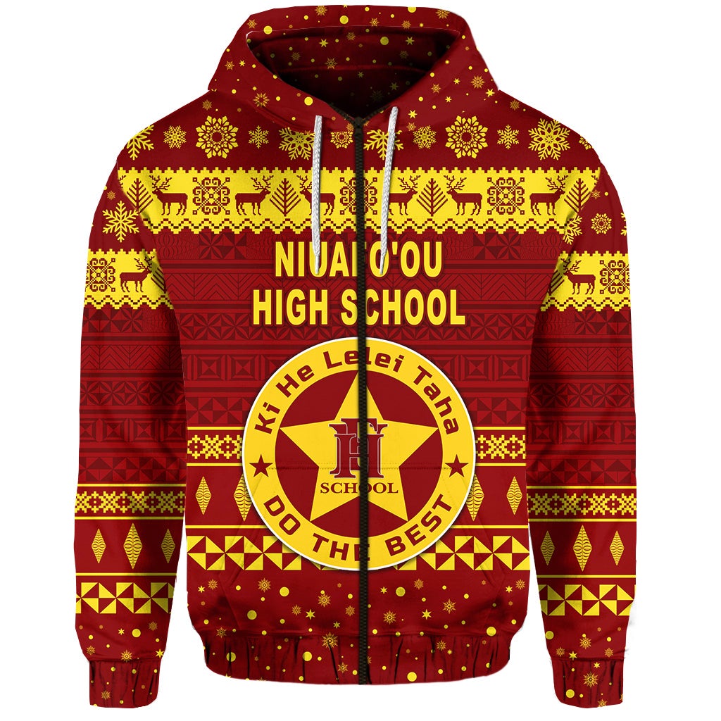 Custom Niuafoou High School Christmas Zip Hoodie Simple Style LT8 - Wonder Print Shop
