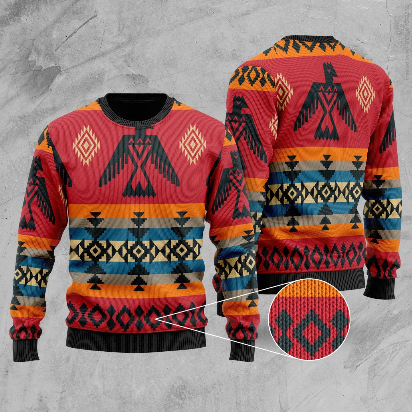 Red Thunderbird Native American Sweater LT10 - Wonder Print Shop