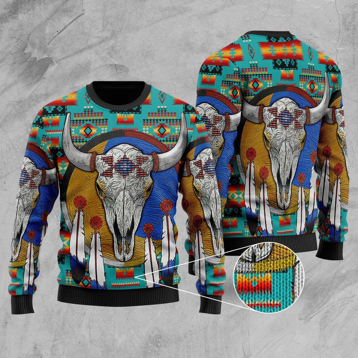 Blue Native Tribes Pattern Native American Sweater LT10 - Wonder Print Shop