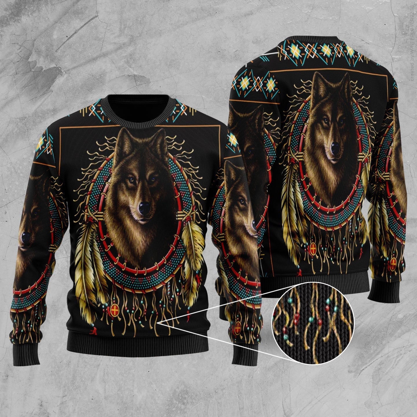 Wolf Warrior Dreamcatcher Native American Sweater LT10 - Wonder Print Shop