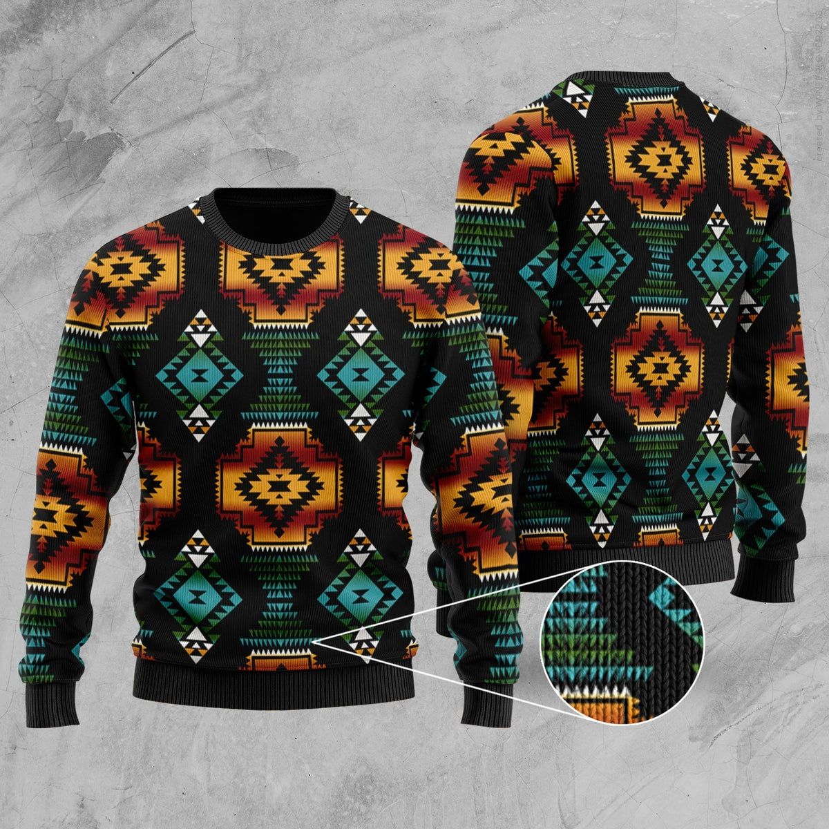 Native American Patterns Black Red Sweater LT10 - Wonder Print Shop
