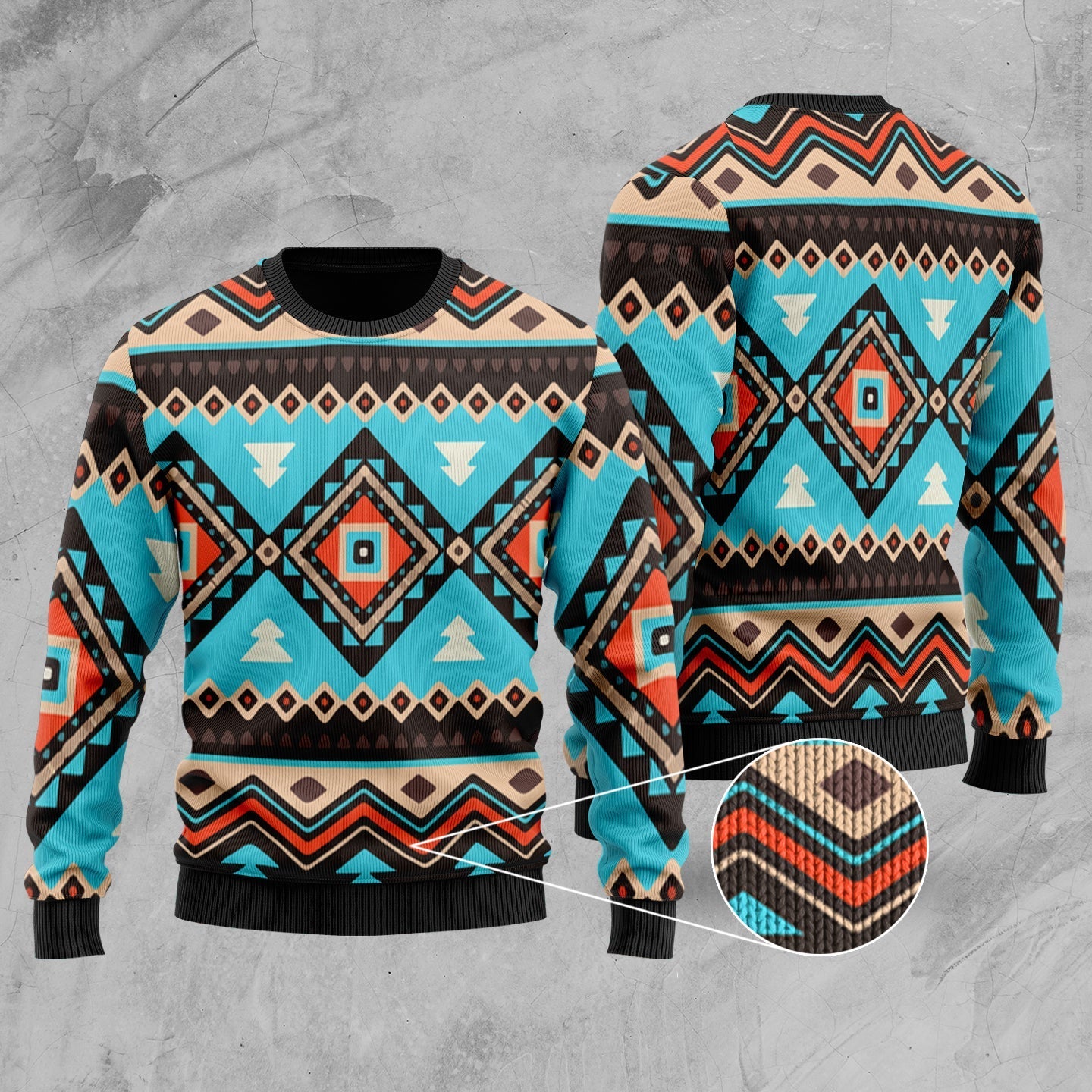 Native American Tribal Line Shapes Ethnic Pattern Sweater LT10 - Wonder Print Shop