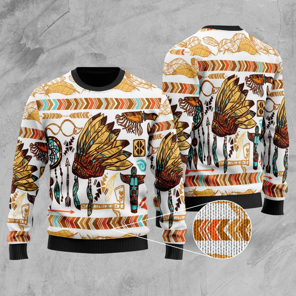 Yellow Head Chief Native American Sweater LT10 - Wonder Print Shop