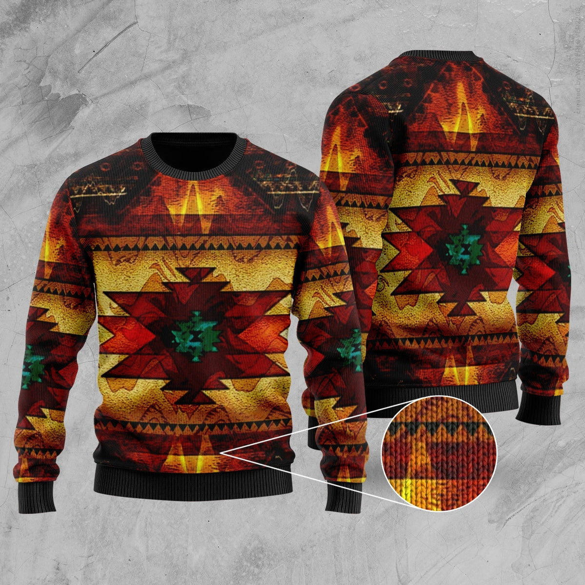 United Tribes Brown Design Native American Sweater LT10 - Wonder Print Shop
