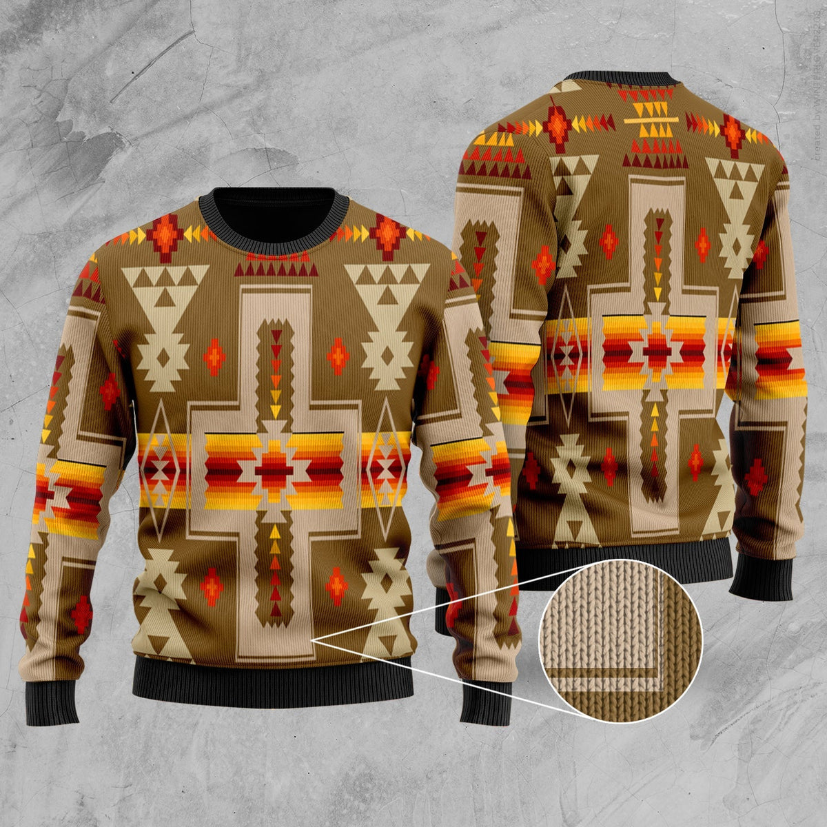 Light Brown Tribe Design Native American Sweater LT10 - Wonder Print Shop