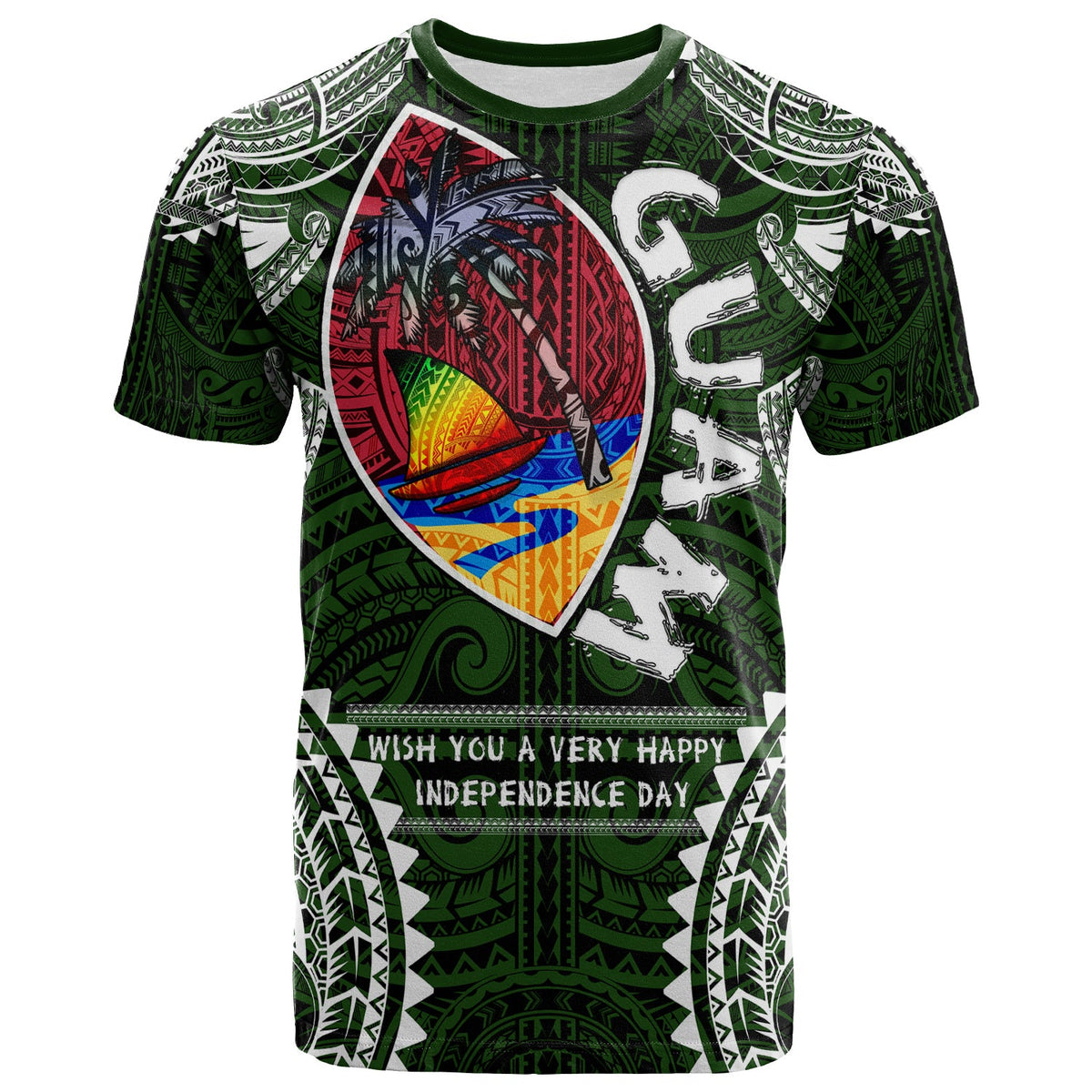 Guam T Shirt Custom Guam independence Day Wish You A Very Happy independence Day With Polynesian Patterns LT10 - Wonder Print Shop