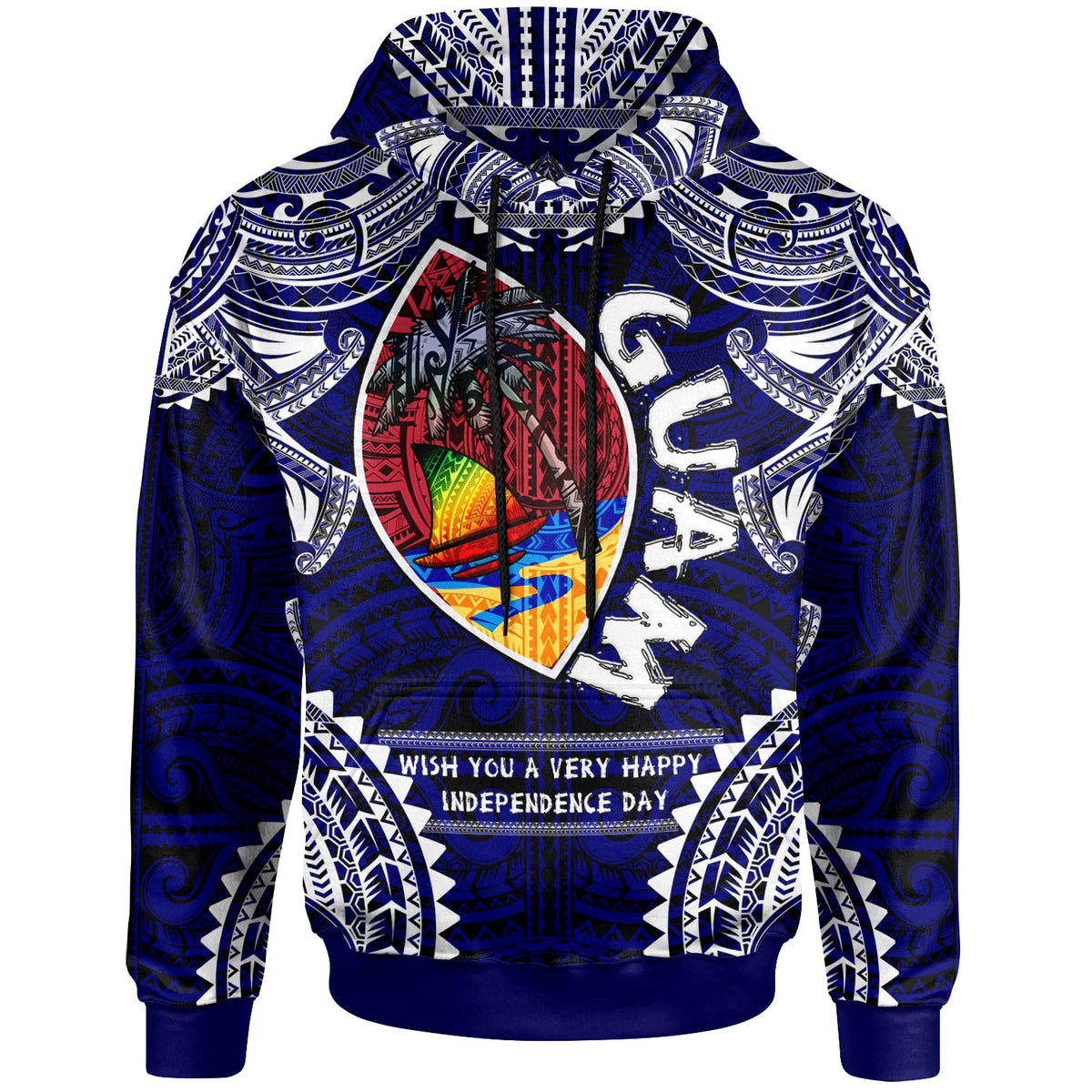 Guam Hoodie Custom Guam independence Day Wish You A Very Happy independence Day With Polynesian Patterns LT10 - Wonder Print Shop
