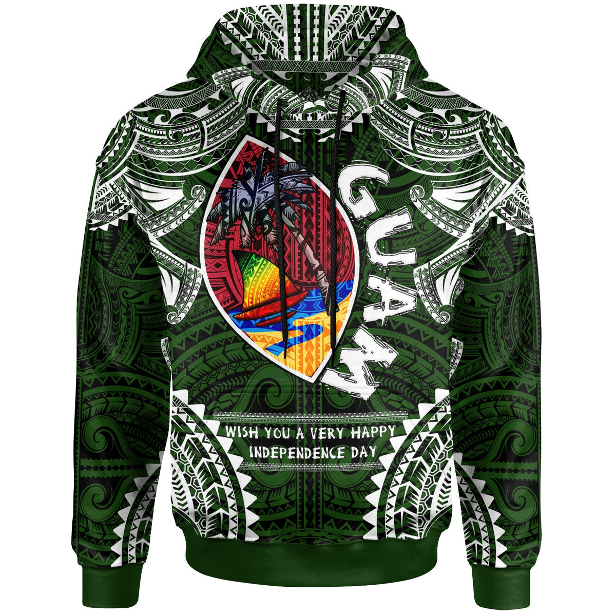 Guam Hoodie Custom Guam independence Day Wish You A Very Happy independence Day With Polynesian Patterns LT10 - Wonder Print Shop