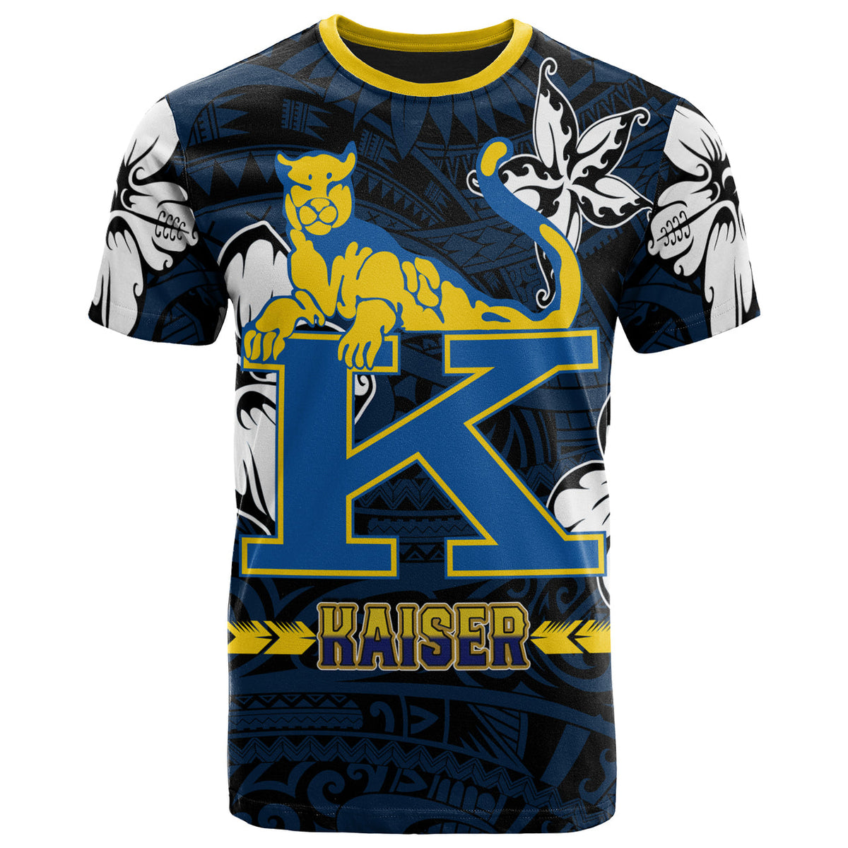 Hawaii Henry J. Kaiser High School Custom T Shirt Kaiser High School Polynesian With Floral Elements Pattern LT10 - Wonder Print Shop