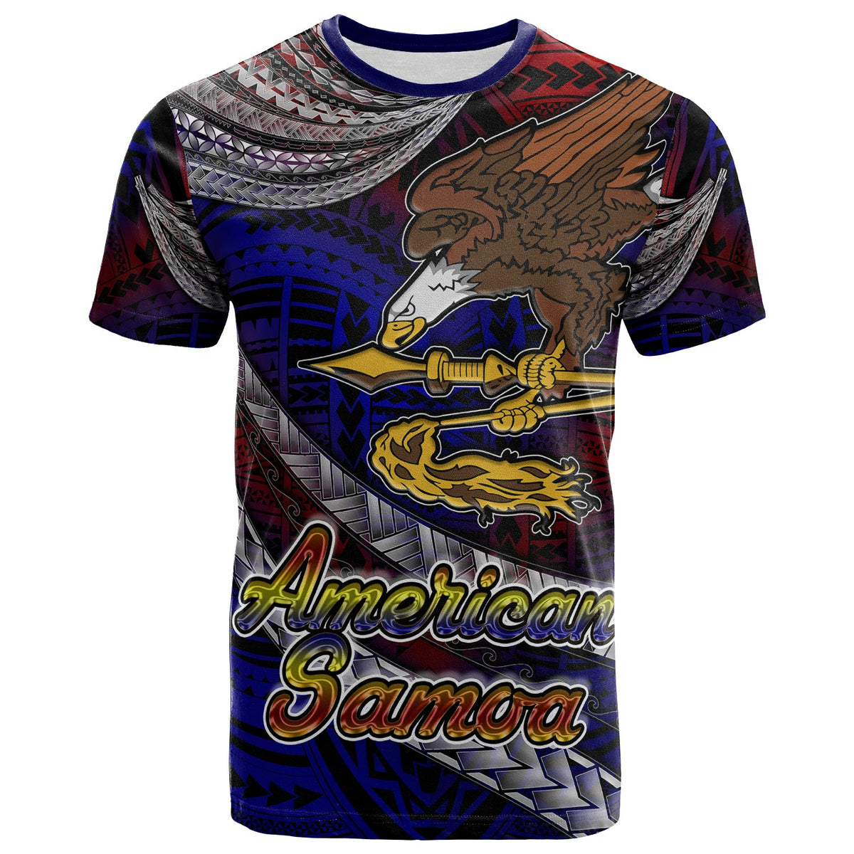 American Samoa T Shirt Custom American Samoa Eagle With Polynesian Patterns T Shirt LT10 - Wonder Print Shop