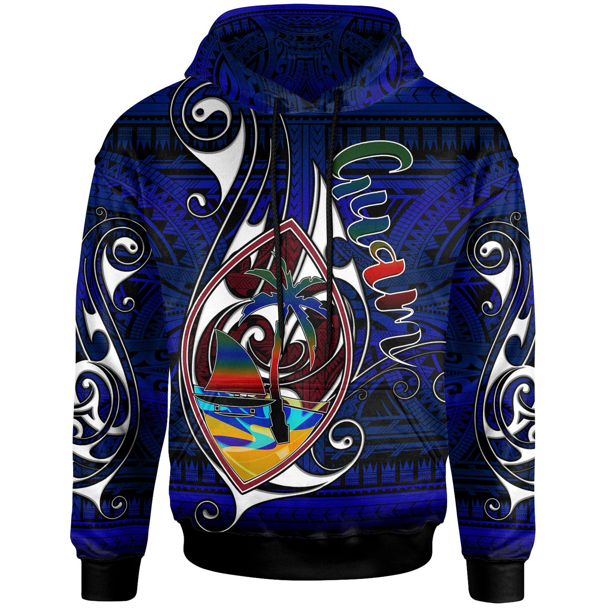 Guam Hoodie Custom Guam independence Day With Hook Polynesian Patterns LT10 - Wonder Print Shop