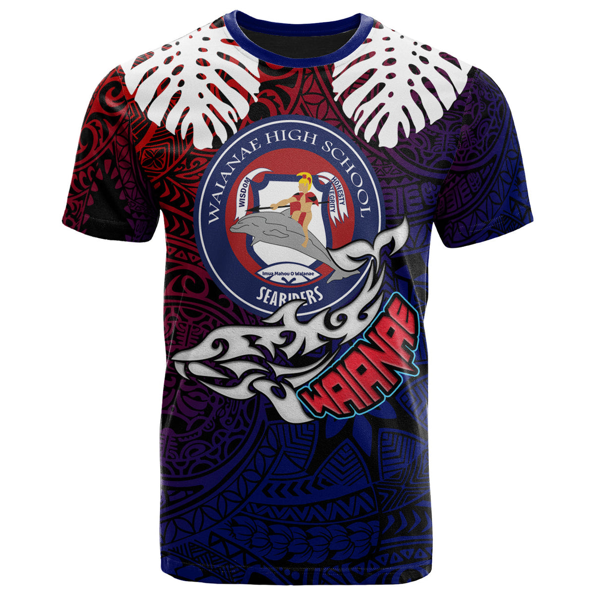 Hawaii Waianae High School Custom T Shirt Waianae High School Polynesian Pattern LT10 - Wonder Print Shop