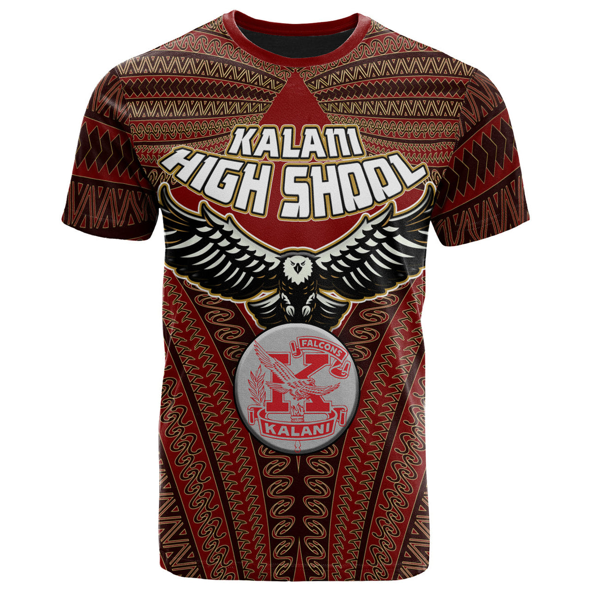 Hawaii Kalani High School Custom T Shirt Kalani High School Polynesian With Falcon Pattern LT10 - Wonder Print Shop