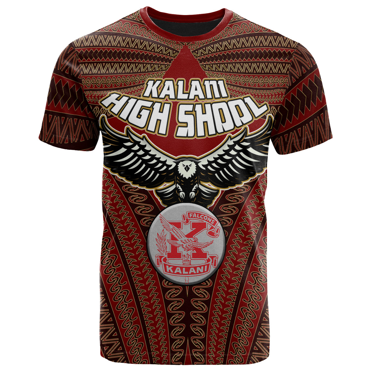 Hawaii Kalani High School Custom T Shirt Kalani High School Polynesian With Falcon Pattern LT10 - Wonder Print Shop