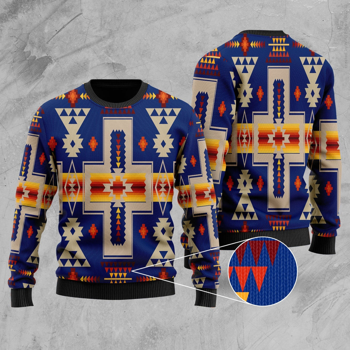 Navy Tribe Design Native American Sweater LT10 - Wonder Print Shop