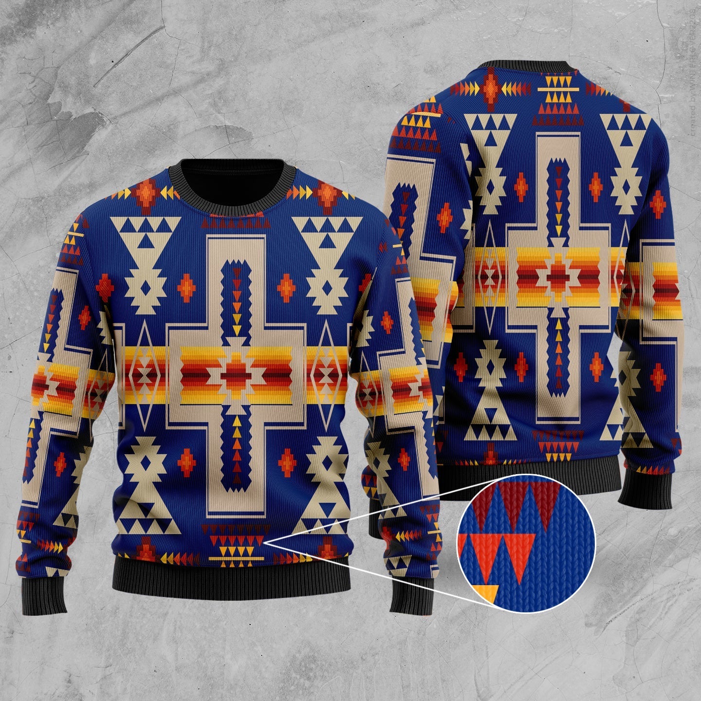Navy Tribe Design Native American Sweater LT10 - Wonder Print Shop