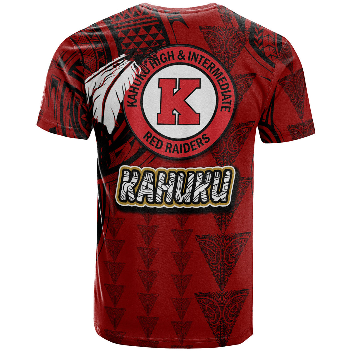 Hawaii Kahuku High and intermediate School Custom T Shirt Hawaii Kahuku High School Polynesian With Triangle Stylized Pattern LT10 - Wonder Print Shop
