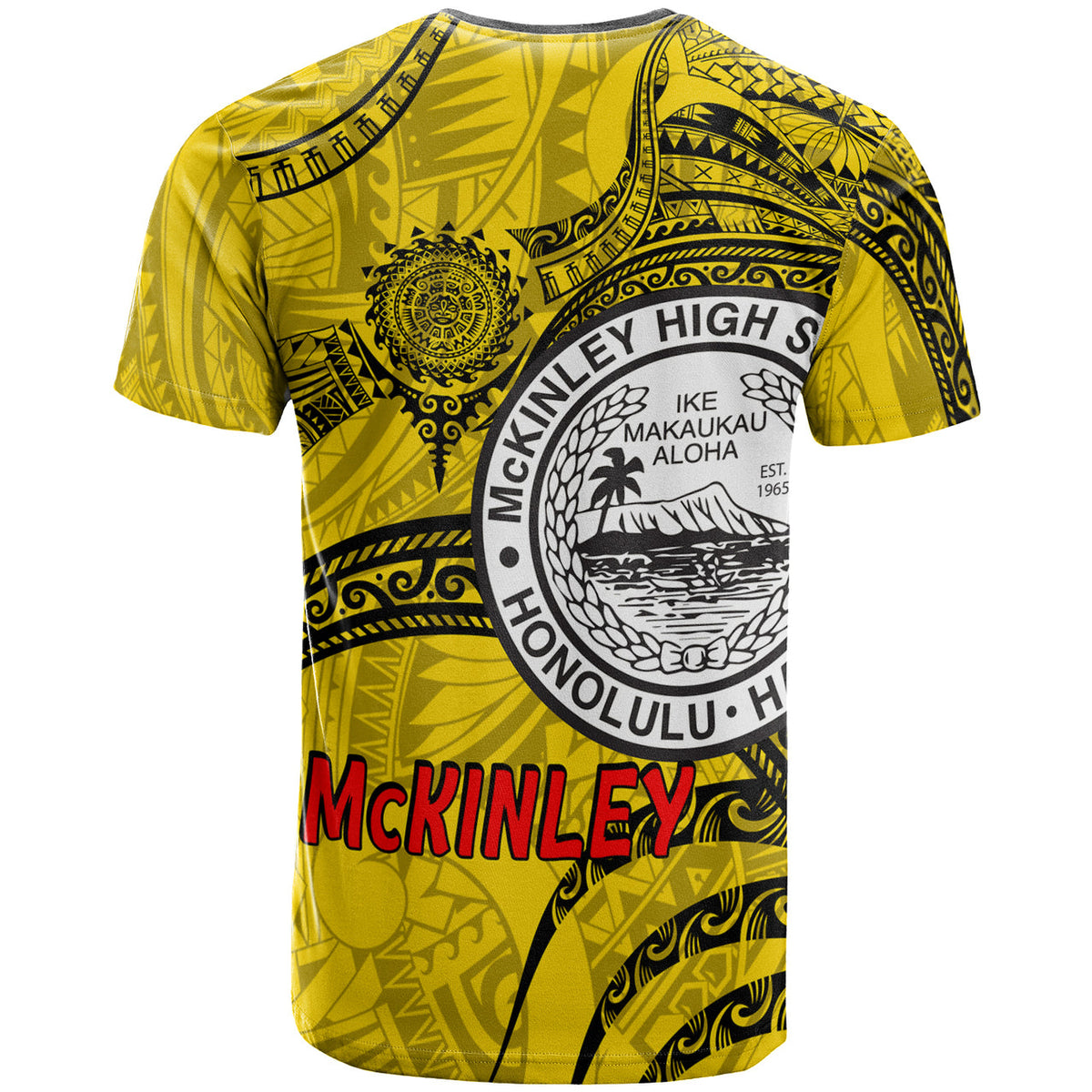 Hawaii President William McKinley High School Custom T Shirt McKinley High School Polynesian Pattern LT10 - Wonder Print Shop