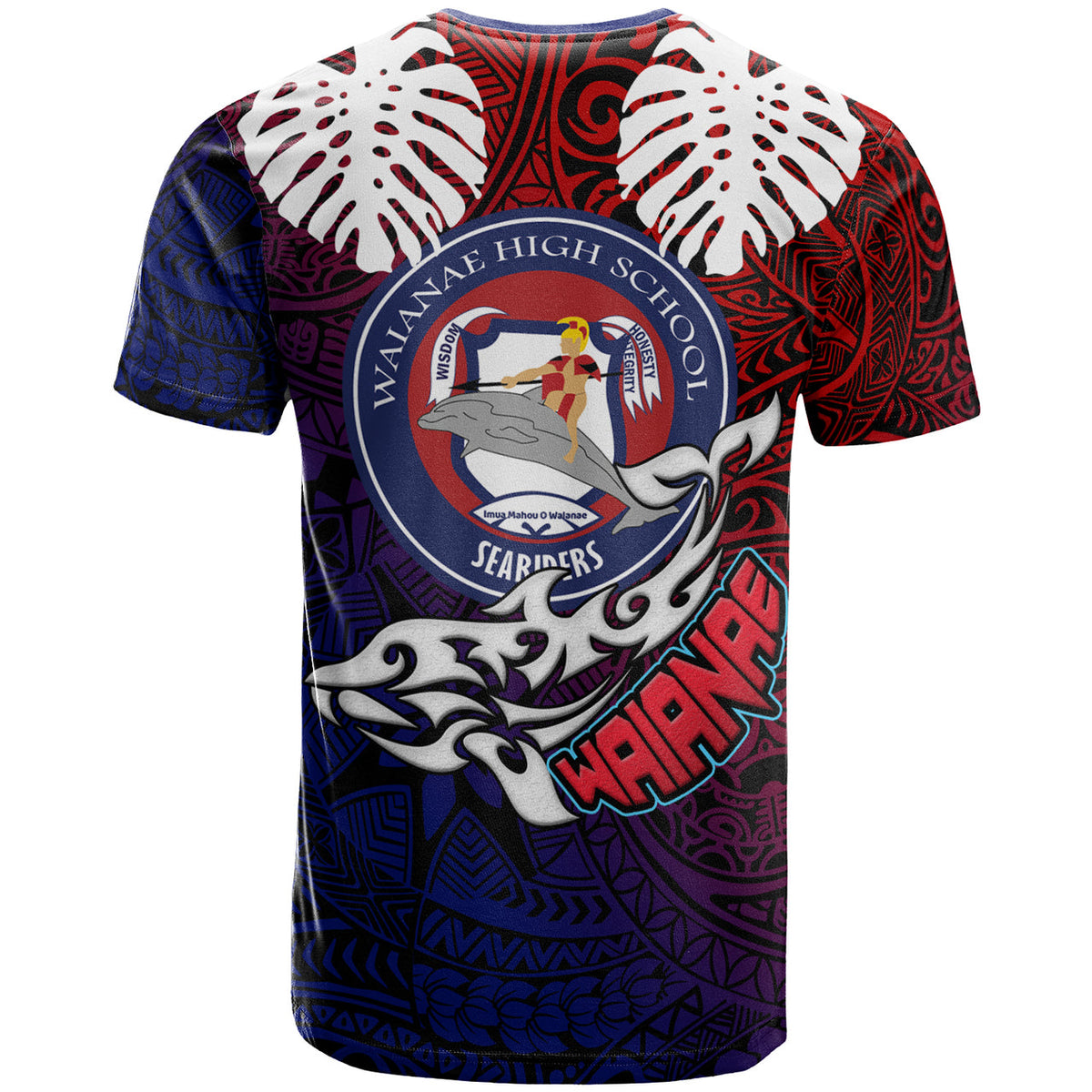 Hawaii Waianae High School Custom T Shirt Waianae High School Polynesian Pattern LT10 - Wonder Print Shop