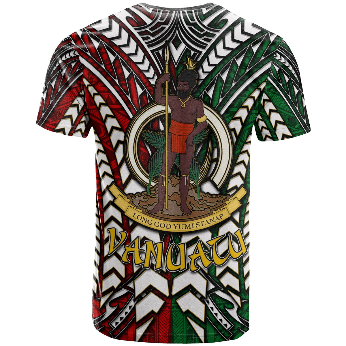 Vanuatu T Shirt Custom Vanuatu Independence Anniversary With Arm Polynesian Patterns T Shirt LT10 - Wonder Print Shop