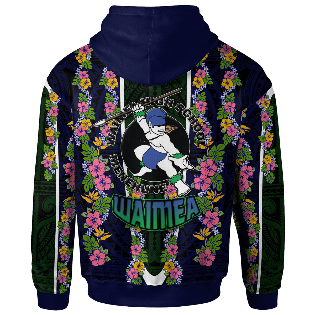 Hawaii Waimea High School Custom Hoodie Waimea High School Polynesian With Floral Pattern LT10 - Wonder Print Shop