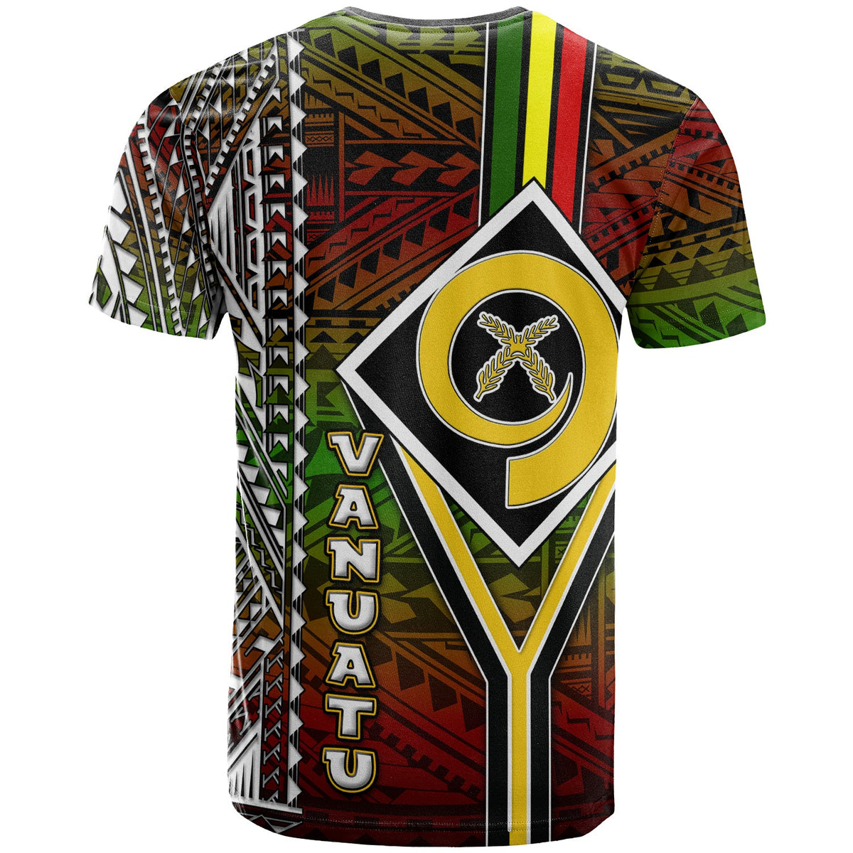 Vanuatu T Shirt Custom Vanuatu Independence Anniversary Flag Style Polynesian Patterns T Shirt LT10 - Wonder Print Shop