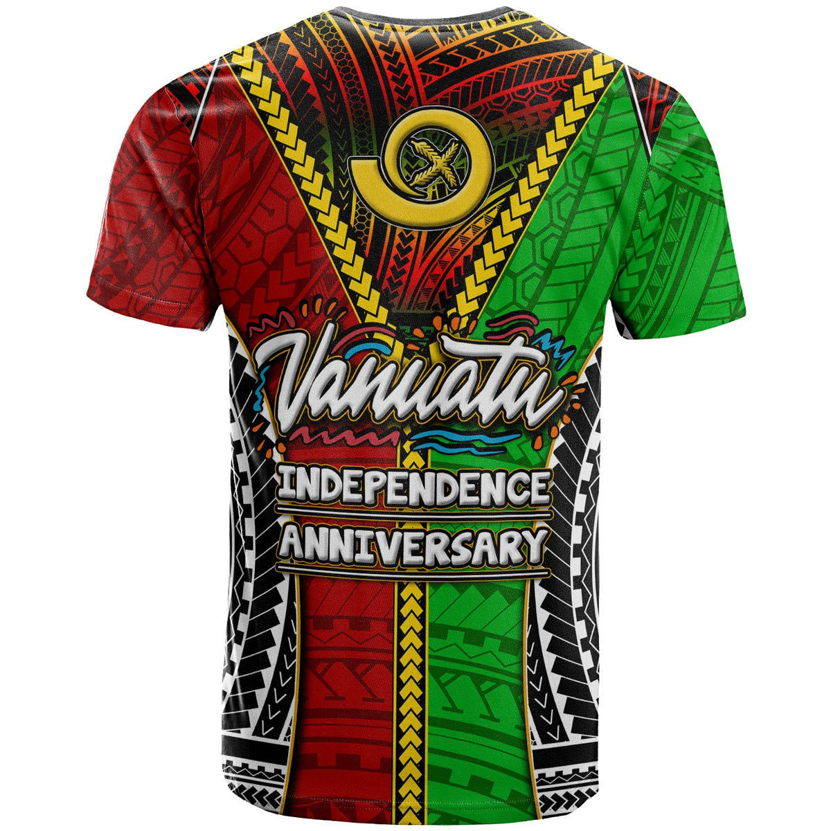 Vanuatu T Shirt Custom Vanuatu Independence Anniversary With Polynesian Patterns T Shirt LT10 - Wonder Print Shop