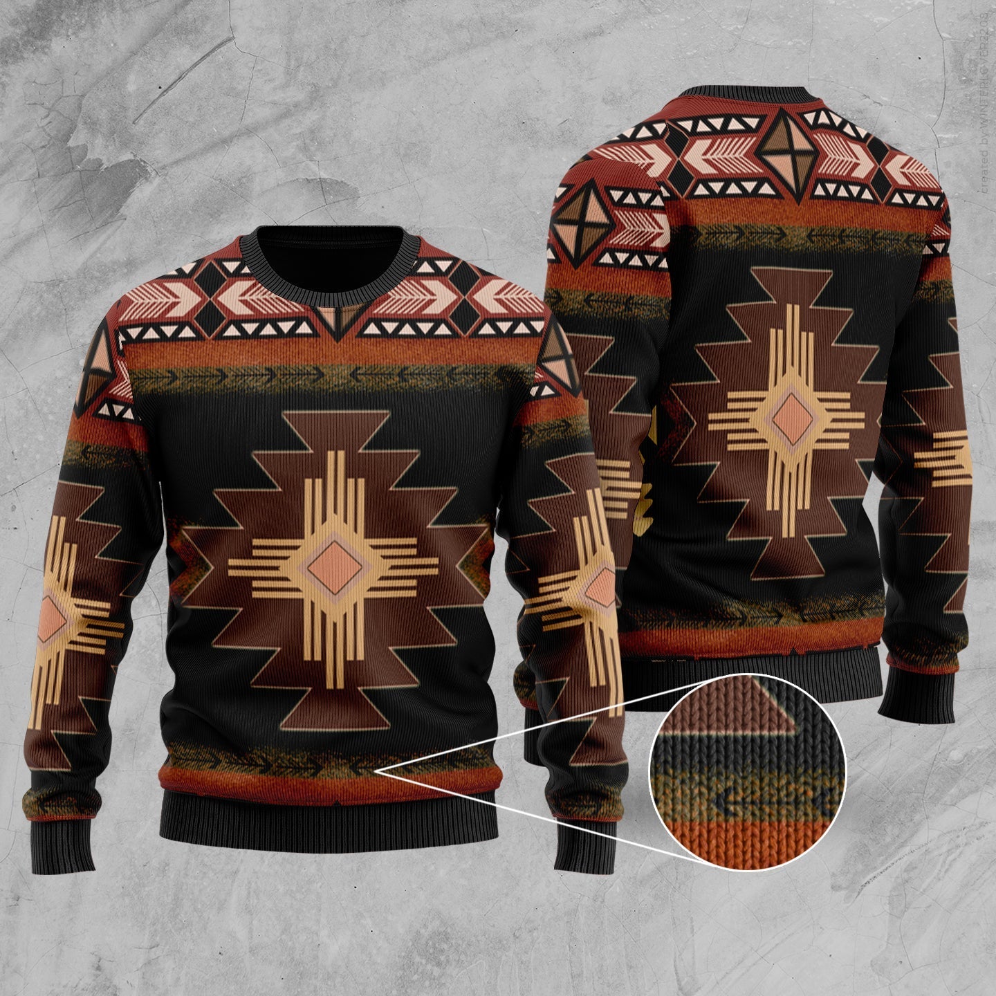Southwest Brown Symbol Native American Sweater LT10 - Wonder Print Shop
