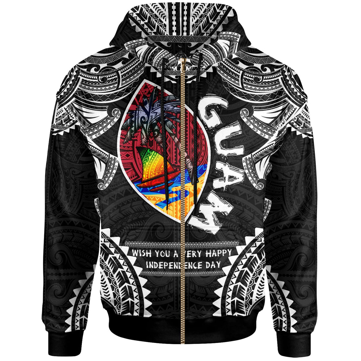 Guam Hoodie Custom Guam independence Day Wish You A Very Happy independence Day With Polynesian Patterns LT10 - Wonder Print Shop