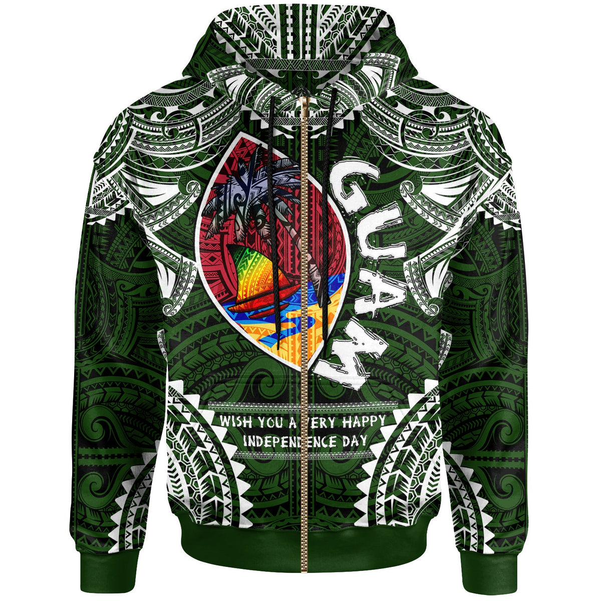 Guam Hoodie Custom Guam independence Day Wish You A Very Happy independence Day With Polynesian Patterns LT10 - Wonder Print Shop