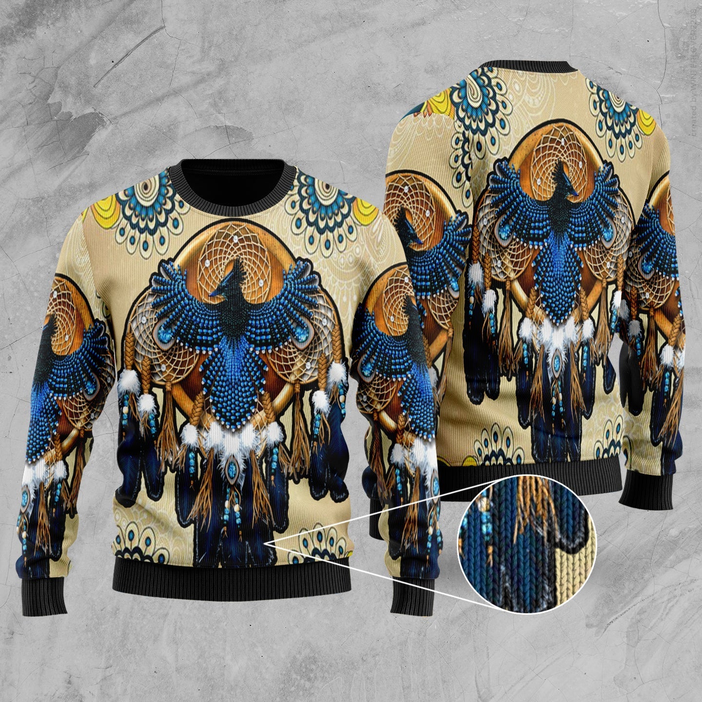 Blue Thunderbird Native American Sweater LT10 - Wonder Print Shop
