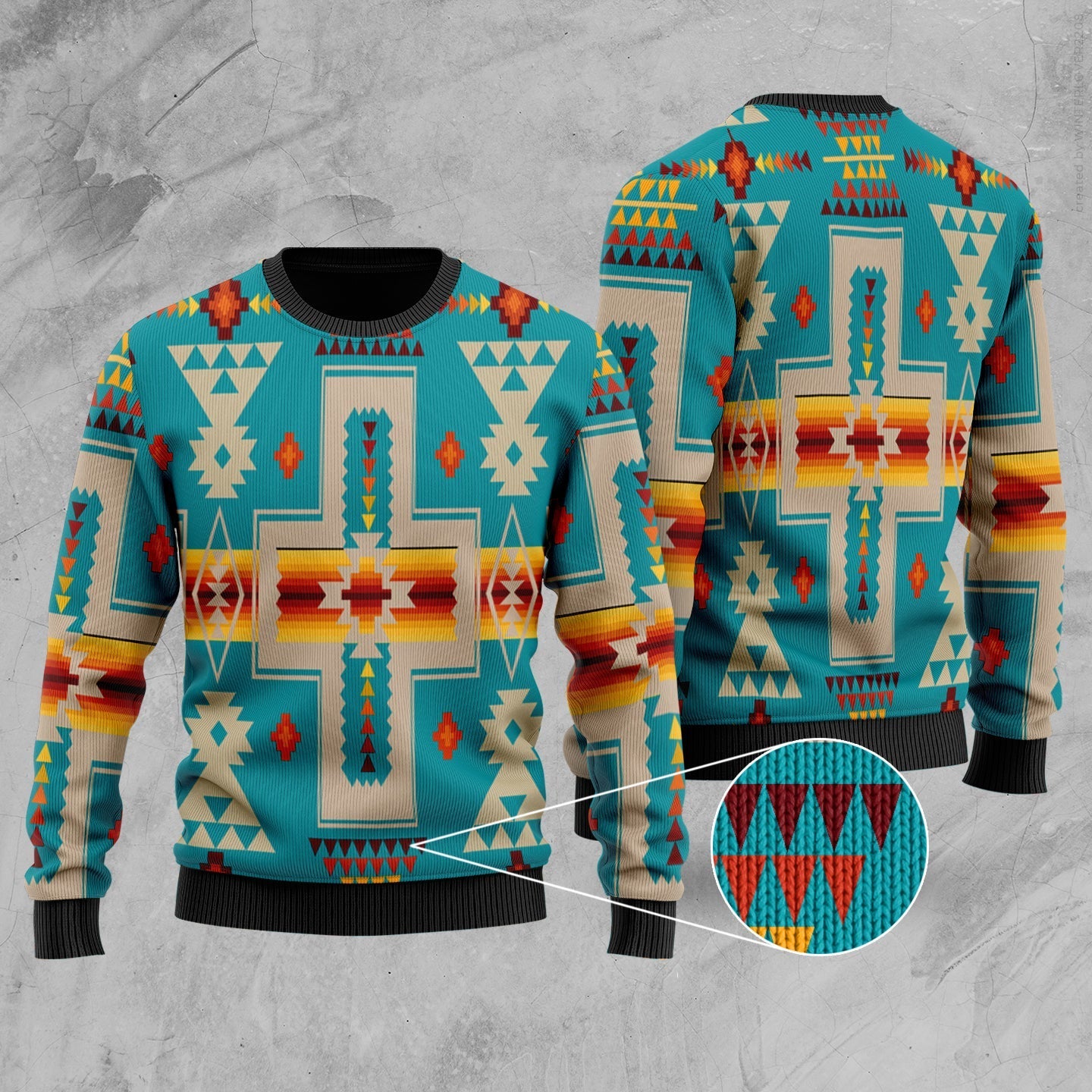 Turquoise Tribe Design Native American Sweater LT10 - Wonder Print Shop